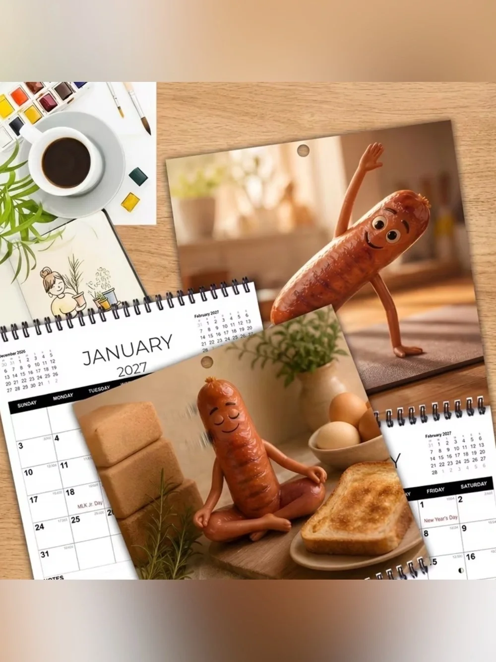 2027 Playful Sausage Wall Calendar